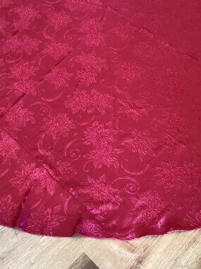 Dark Red Embossed Design Tablecloth 90" Round